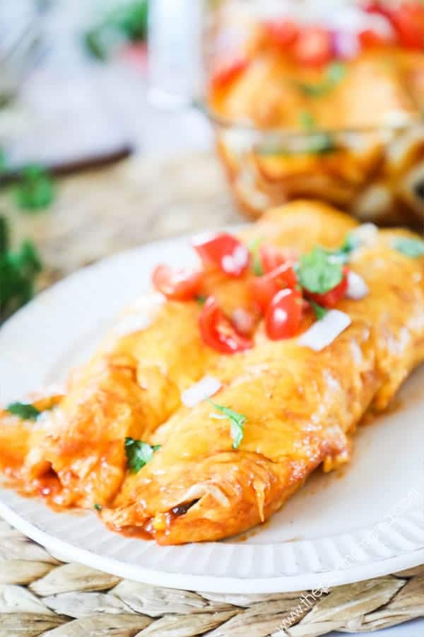 Delicious and Easy Ranch Chicken Enchiladas.