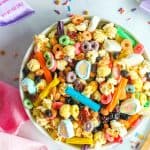 Unicorn Snack Mix in a bowl